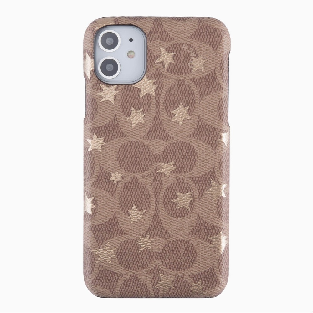 COACH Slim Wrap Case for iPhone 11 Pro model! Signature C Khaki/Gold Foil Stars